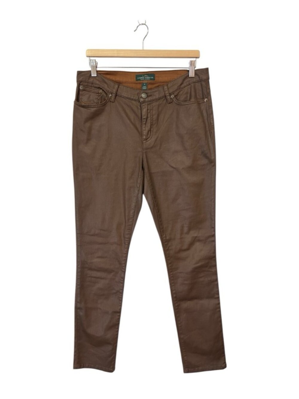 Lauren Ralph Lauren LRL Wax Coated Brown Jeans Size 12